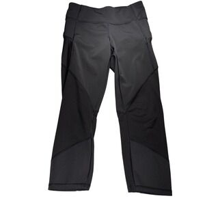 Athleta Mesh Contender Black Panel High Waisted Capri Leggings Women's XS